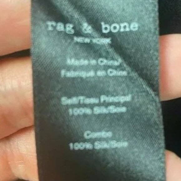 Rag & Bone Dylan Black 100% Silk Tie Cuff Cutout Back Blouse Tunic XS Luxury - Picture 14 of 15